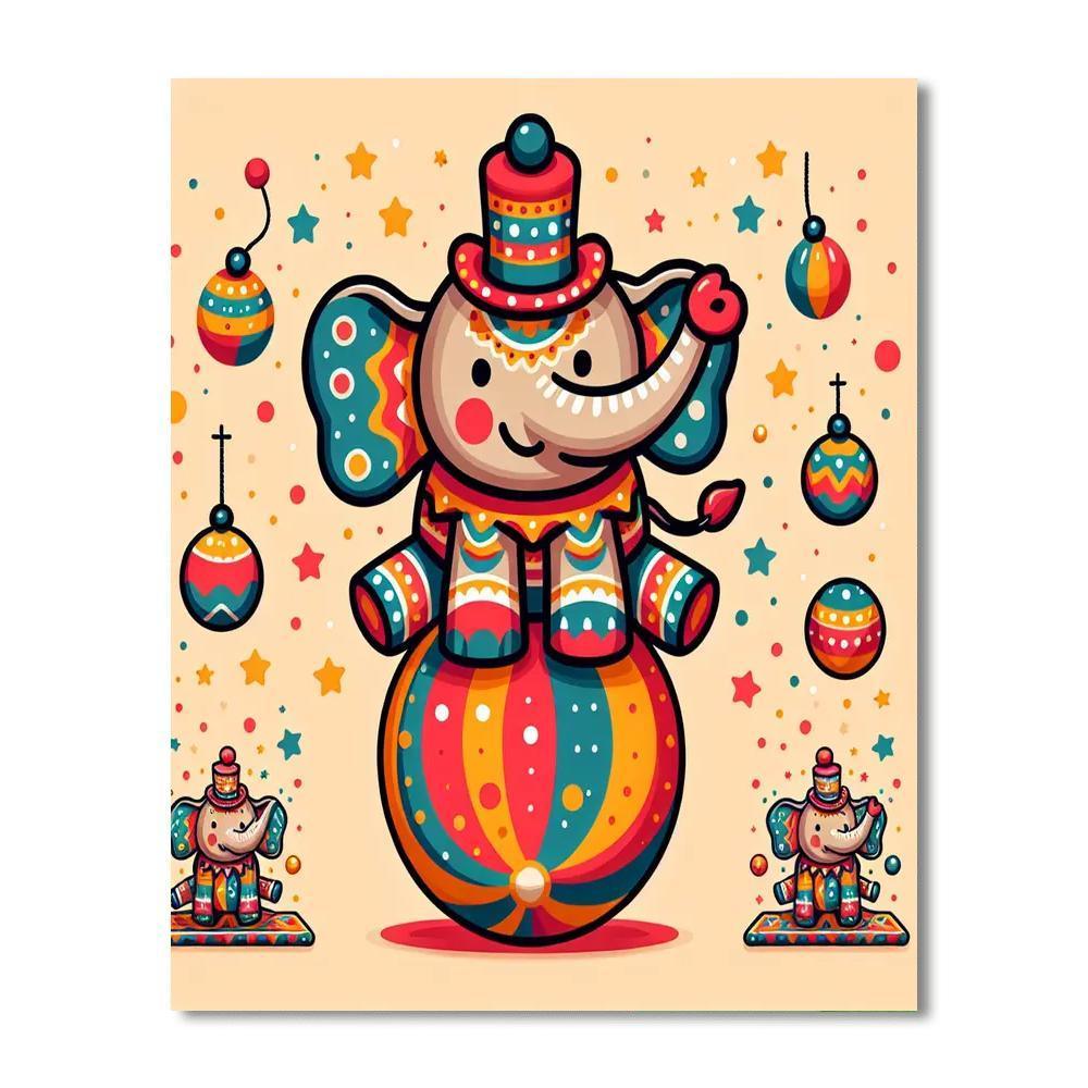 Charming Circus Elephant Paint By Number