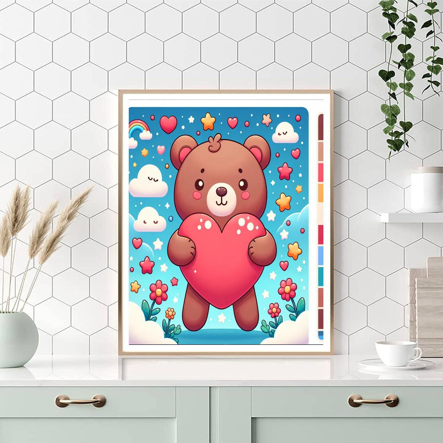 Cuddly Bear Hug DIY Paint By Numbers