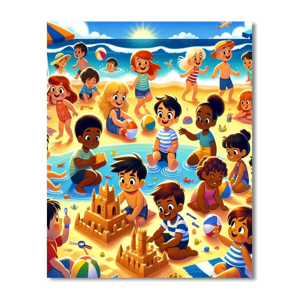 Sun-kissed Beach For Kids Numbered Painting Kits