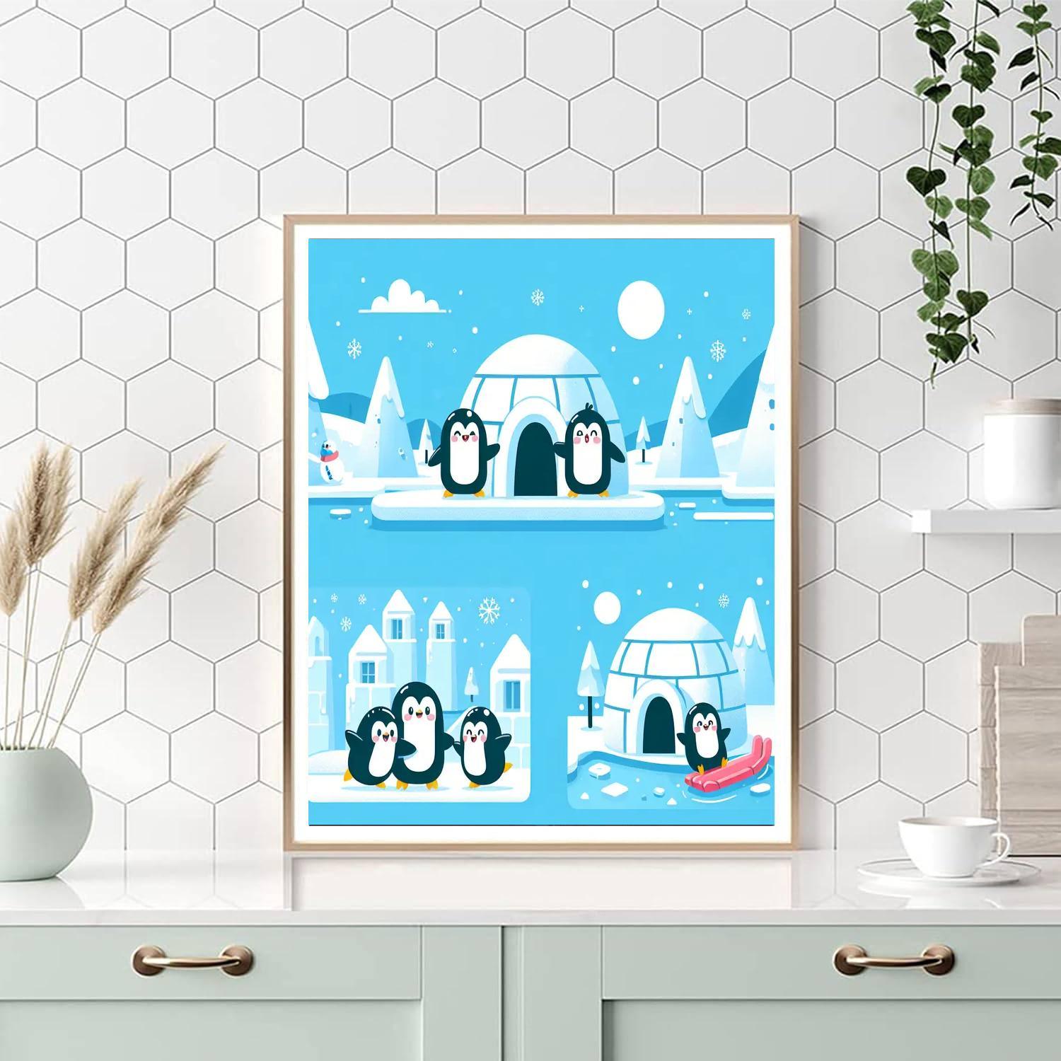 Penguin Igloo Fun DIY Paint By Numbers