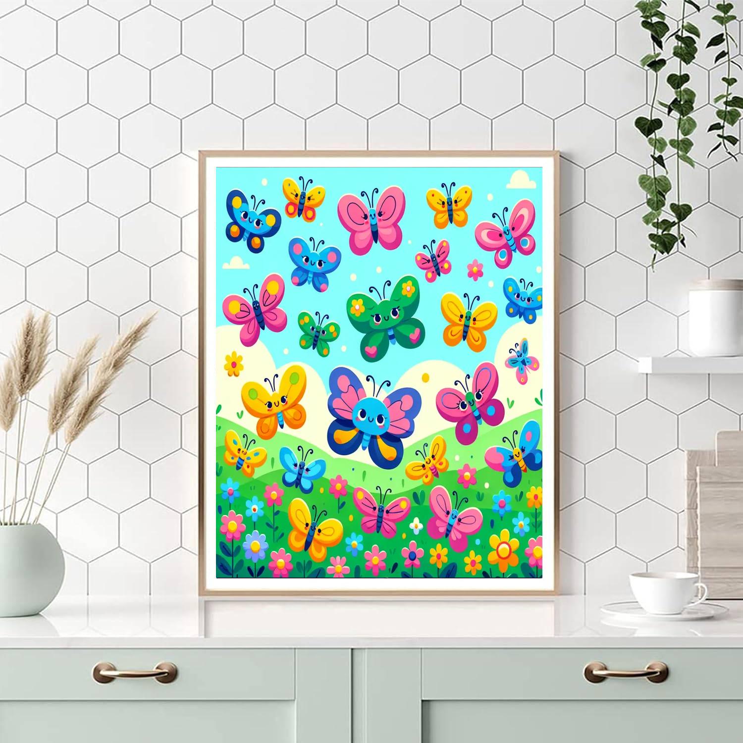 Rainbow Butterfly Parade Paint By Numbers Art