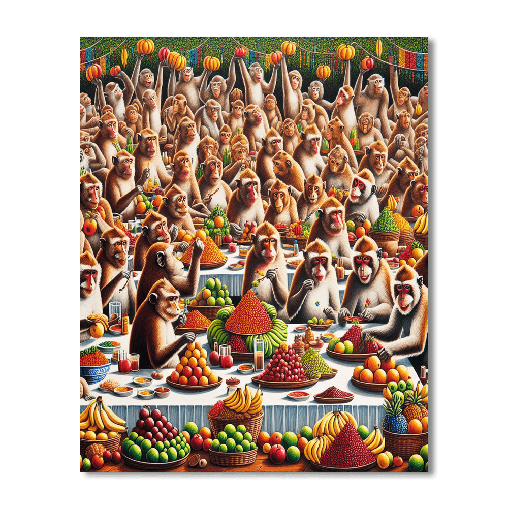 Lopburi Monkey Buffet Festival - Thailand DIY Paint By Numbers