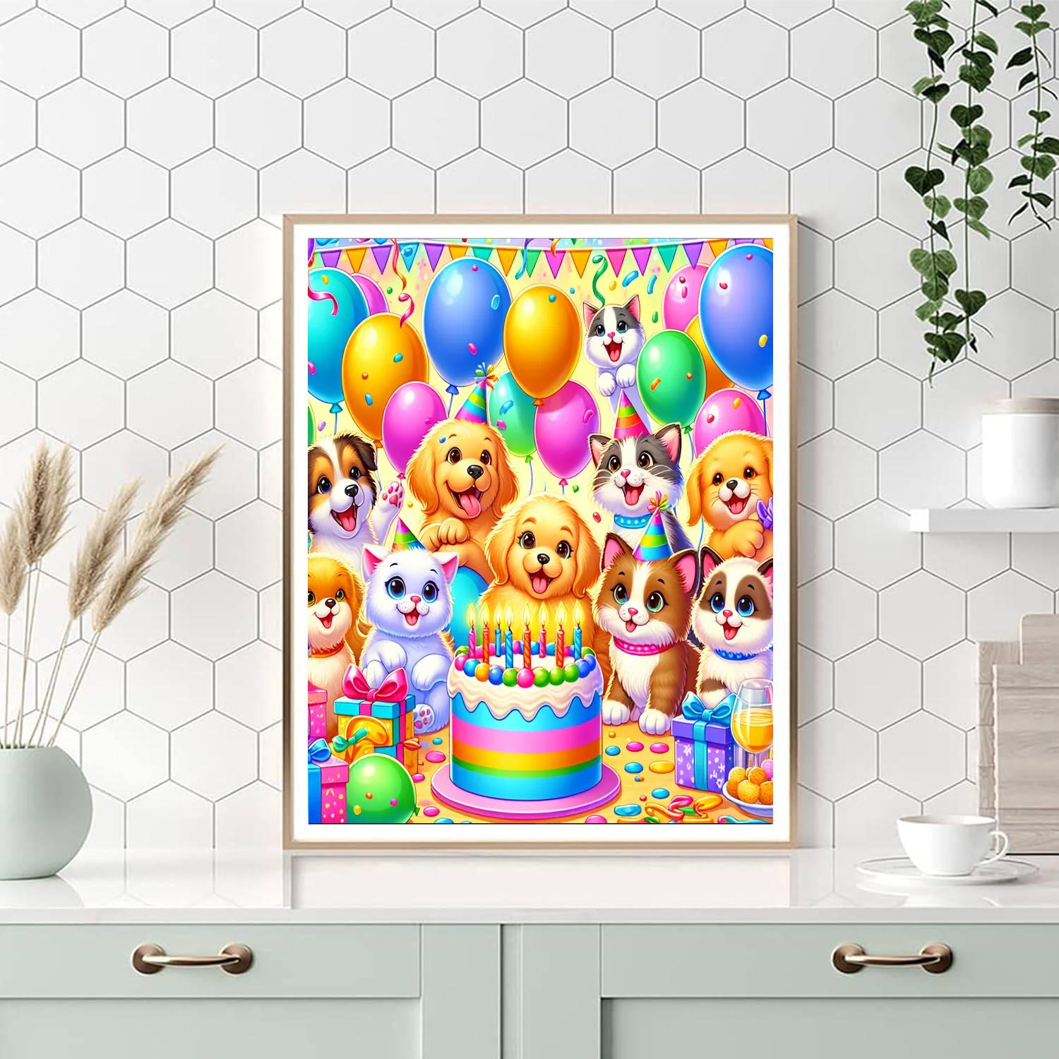 Cute Animal Friends' Birthday Painting Number Kit