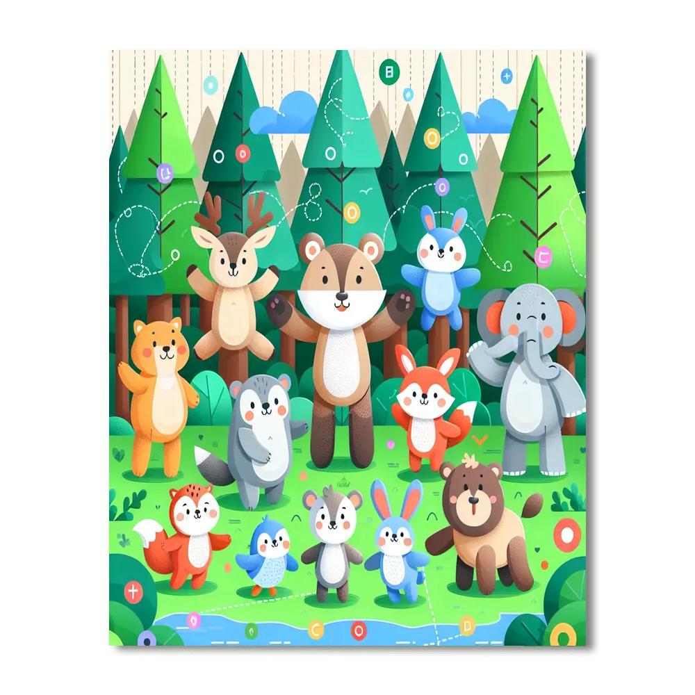 Fantasy Forest Animals Painting Number Kit