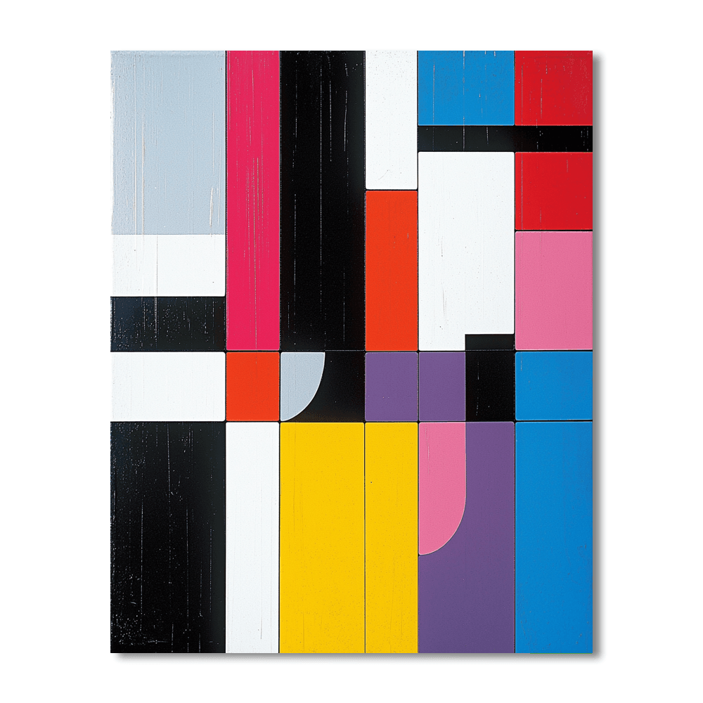 Mondrian Inspired Modern Geometric Abstraction - DIY Painting By Numbers Kit