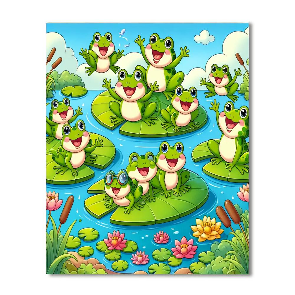 Merry Frogs Number Painting