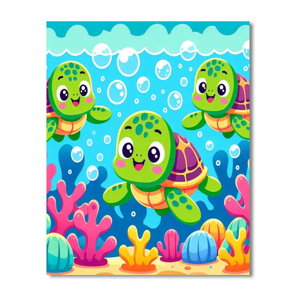 Underwater Adventure Turtles Numbered Painting Kits