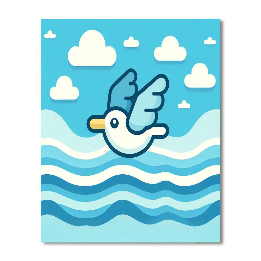 Spirited Seagull Soar Painting Number Kit