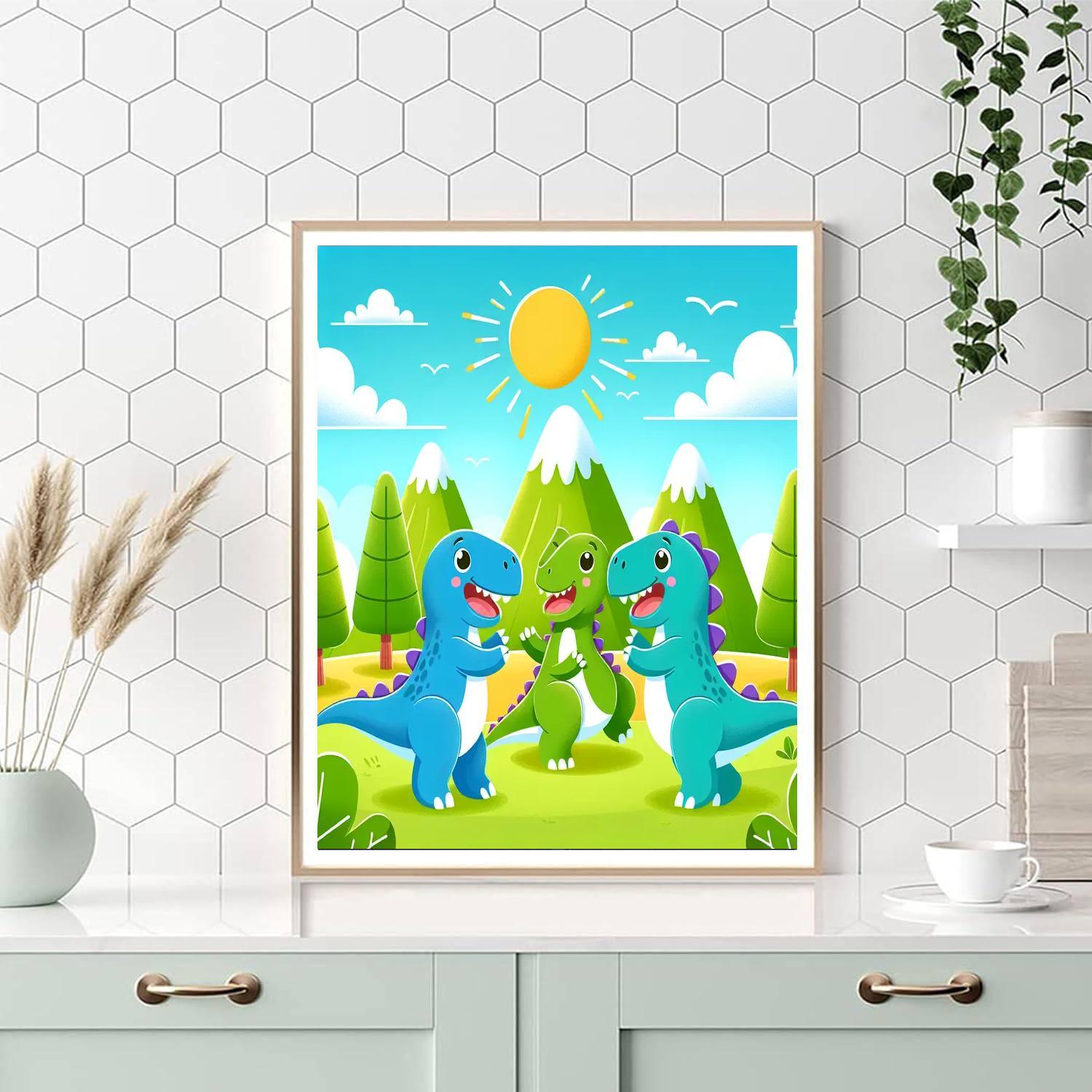 Joyful Dinosaur Park Painting Number Kit