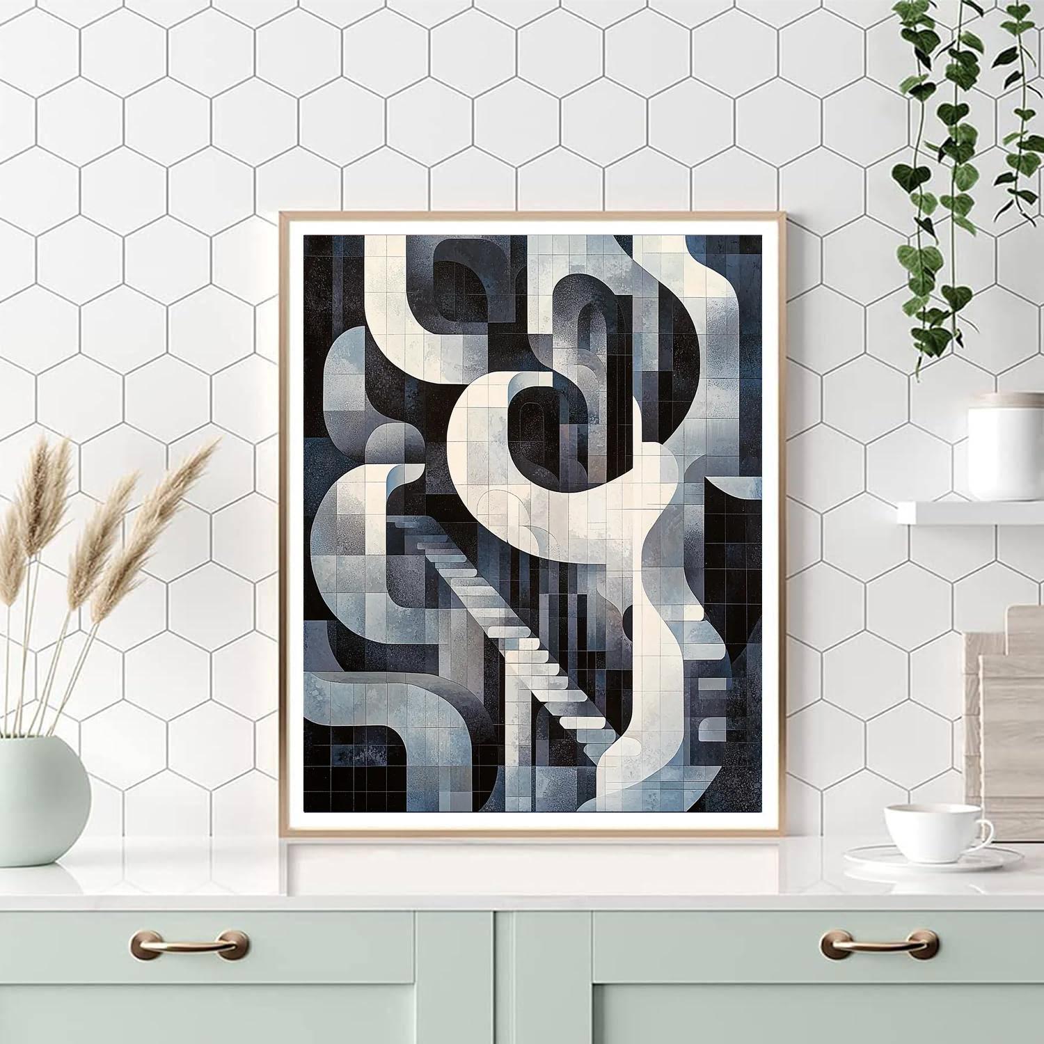 M.C. Escher Inspired Curvilinear Dreams  Numbered Painting Kits