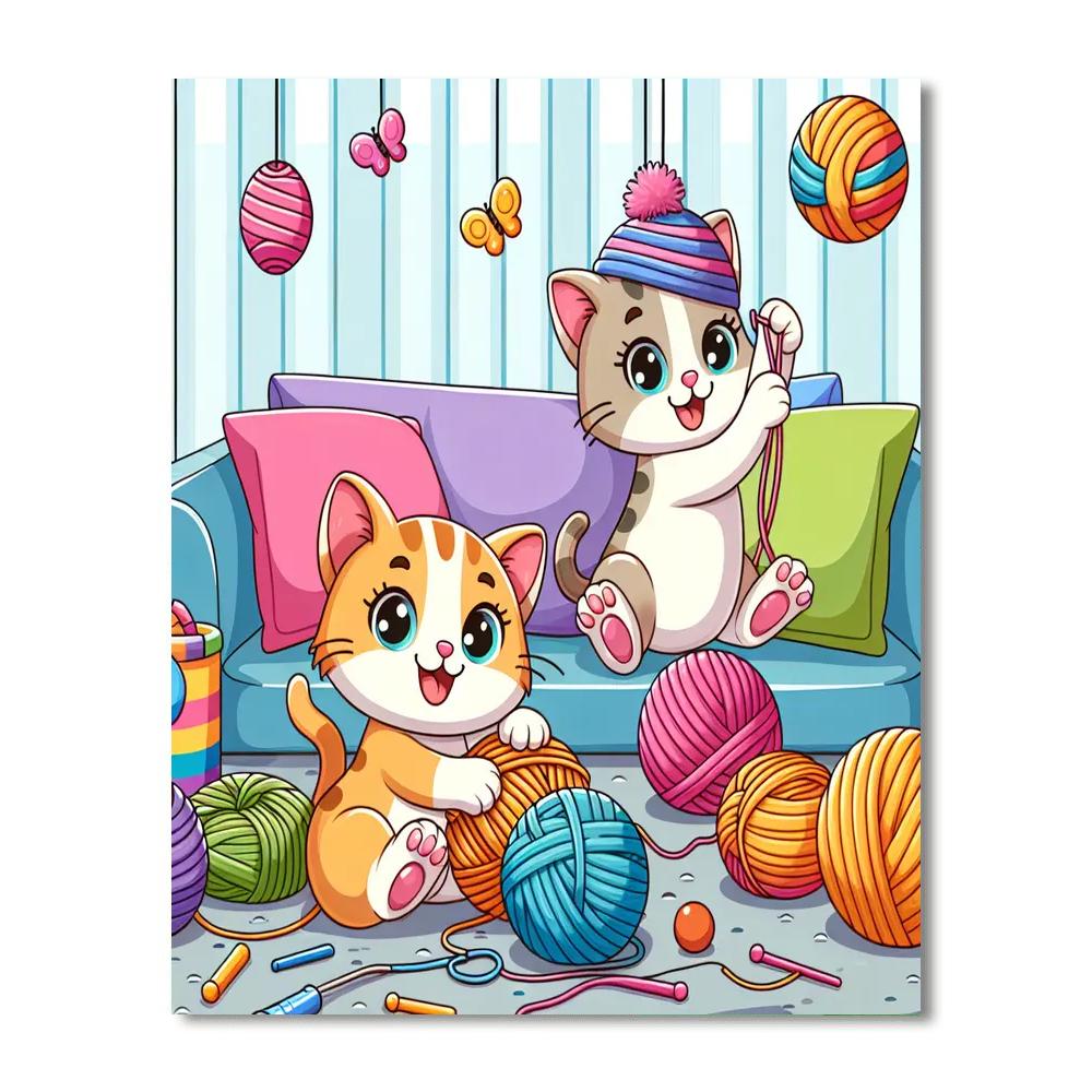 Cuddly Kittens Playing Numbered Painting Kits