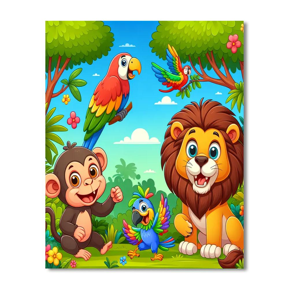 Happy Jungle Animals Numbered Painting Kits