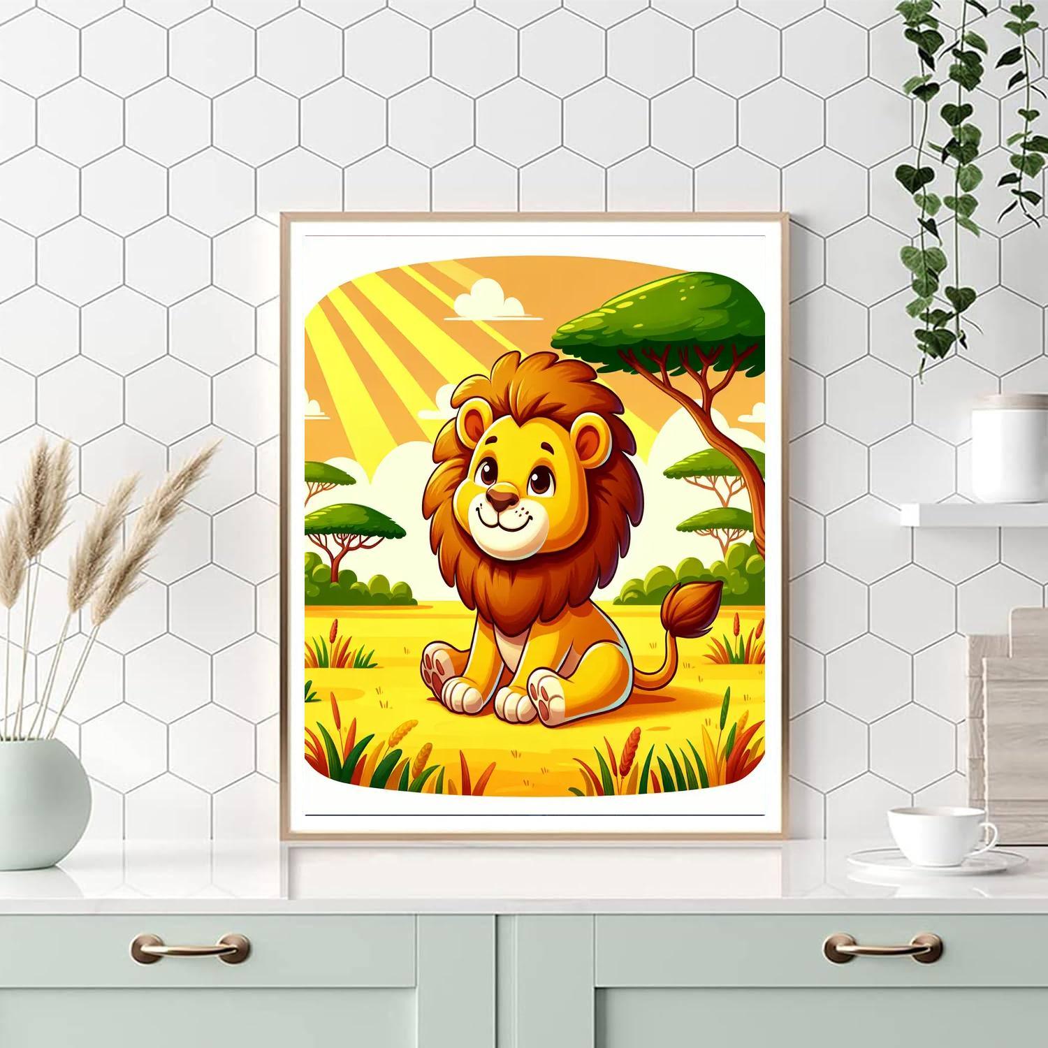 Cheerful Lion Paint By Numbers Art