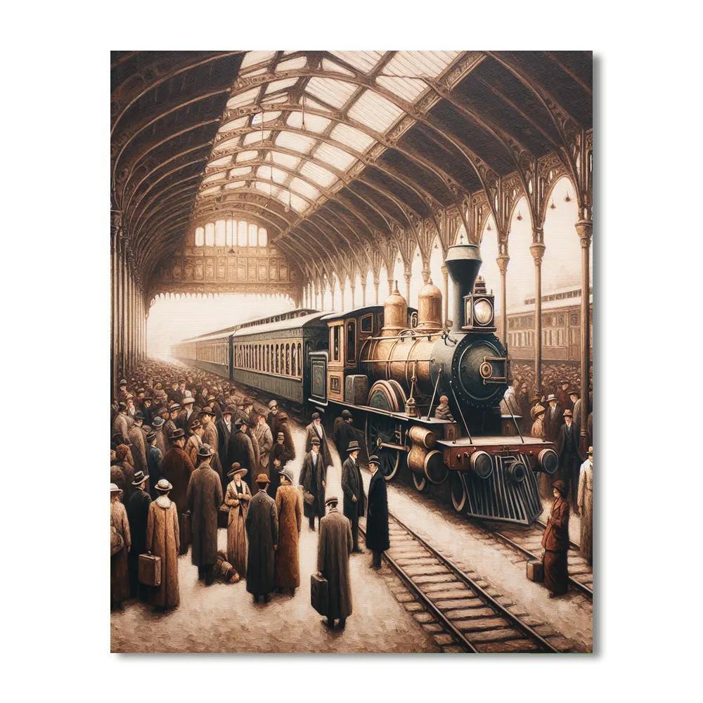 Nostalgic Train Station Departure Numbered Painting Kits