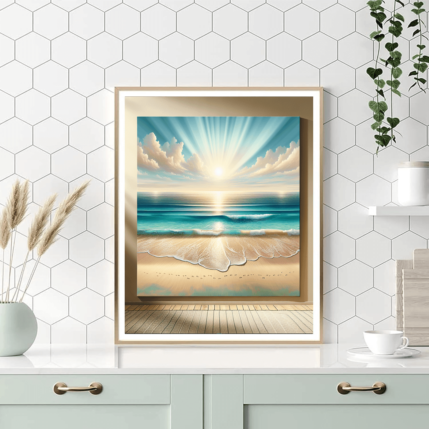 Turquoise Coastal Haven DIY Paint By Numbers