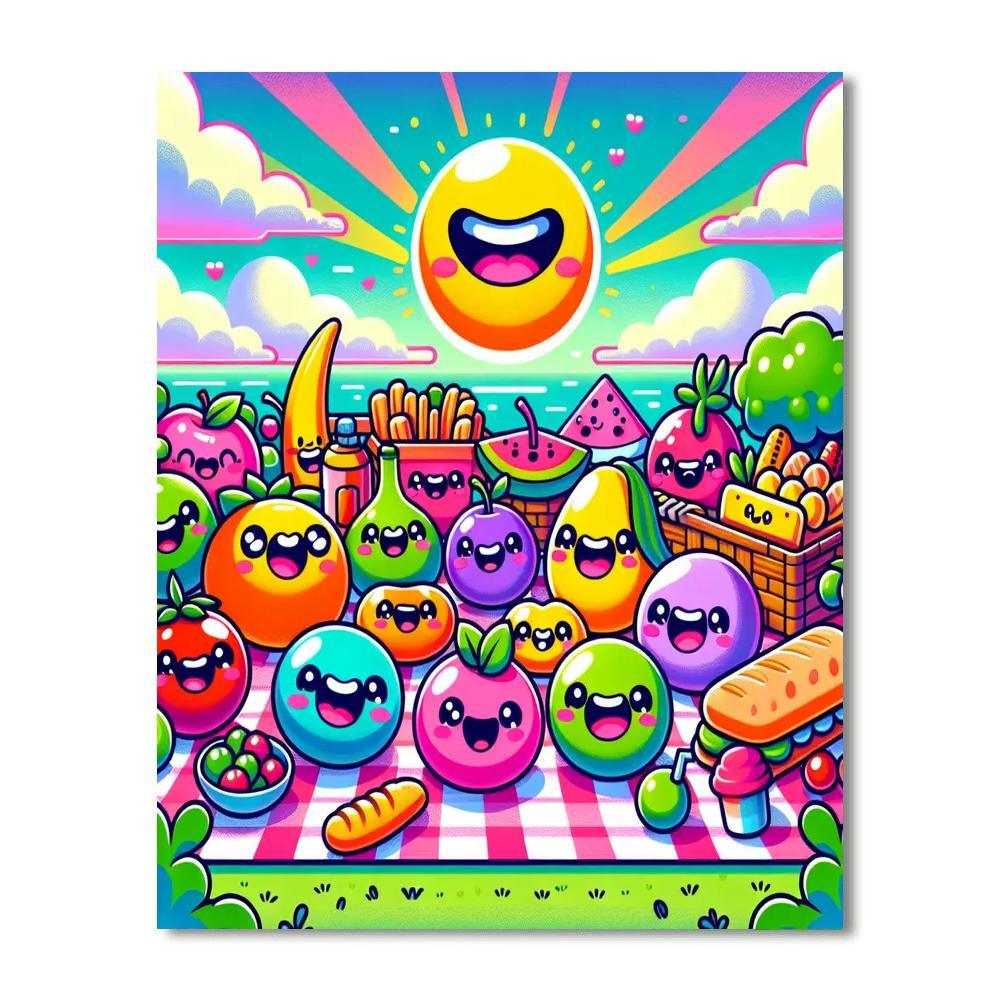 Adventure With Kawaii Food Characters Paint By Number