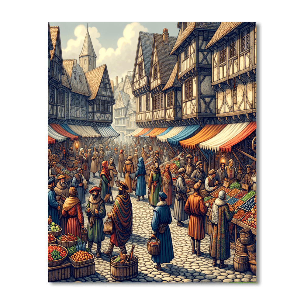 Medieval Market - DIY Painting By Numbers Kit