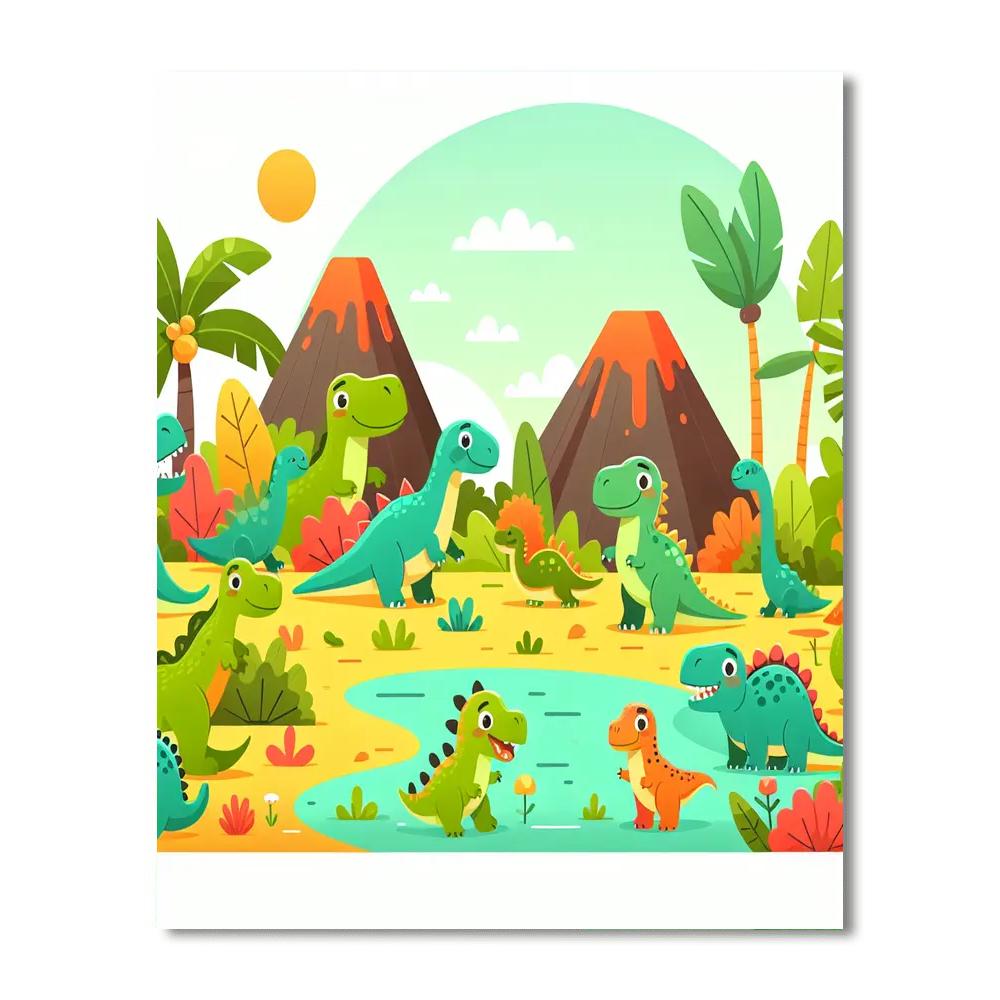 Dinosaurs Roam Number Painting