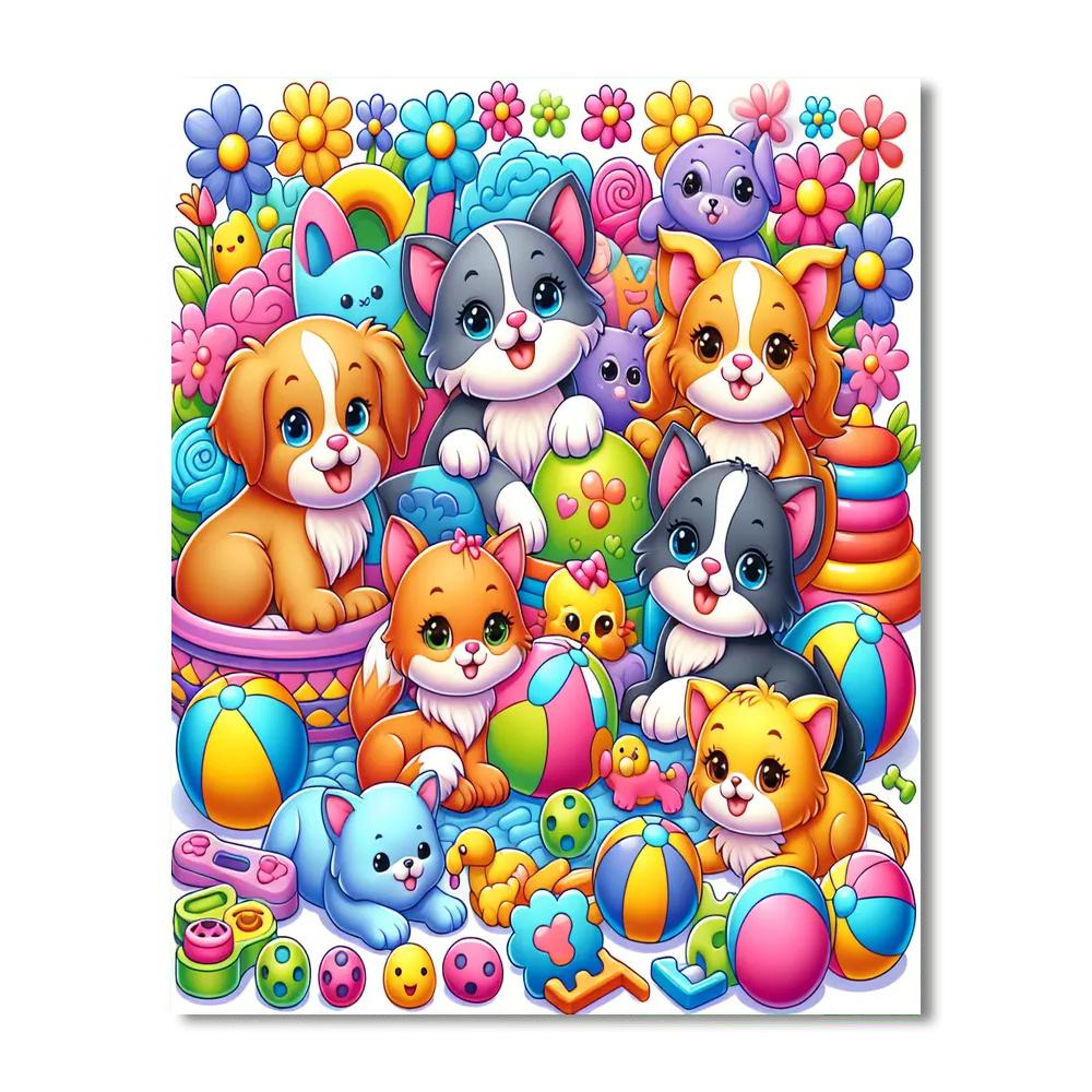 Adventure With Cute Pets Number Painting