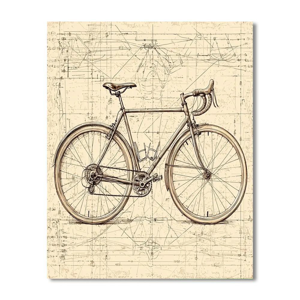 Leonardo Da Vinci Inspired Da Vinci's Vintage Bicycle  DIY Paint By Numbers