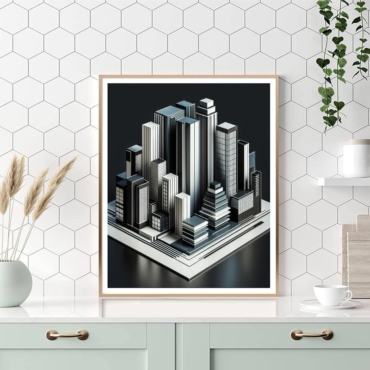 Modern Cityscape Geometry Paint By Numbers Kits