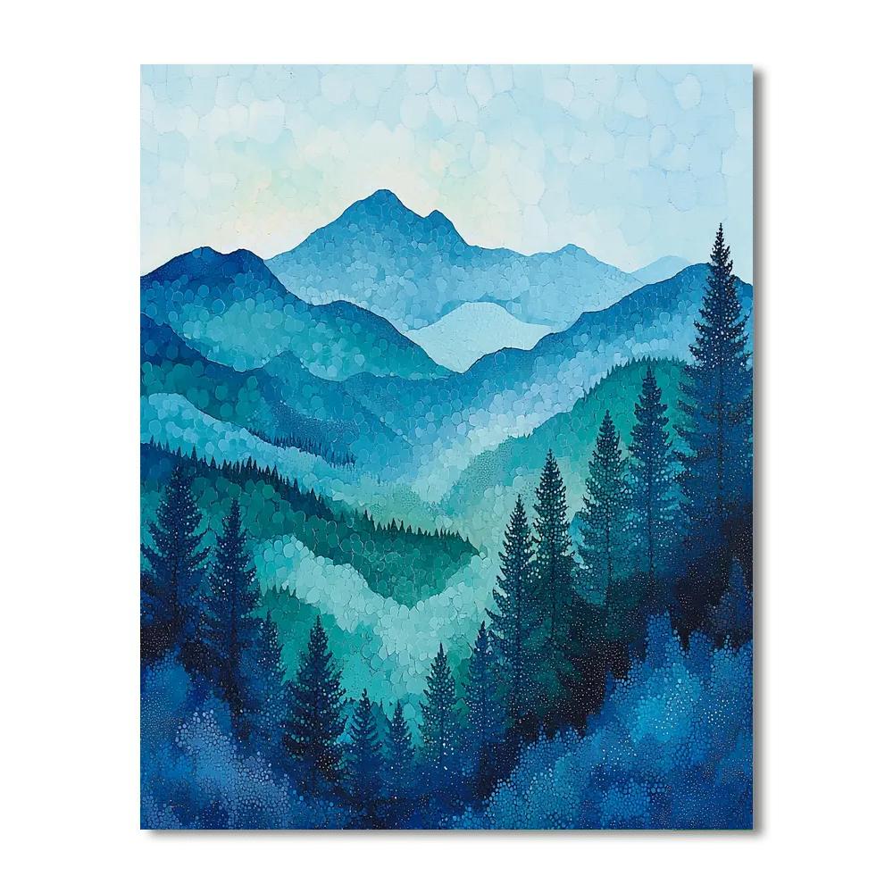 Georges Seurat Inspired Mountain Mist  Paint By Numbers Art