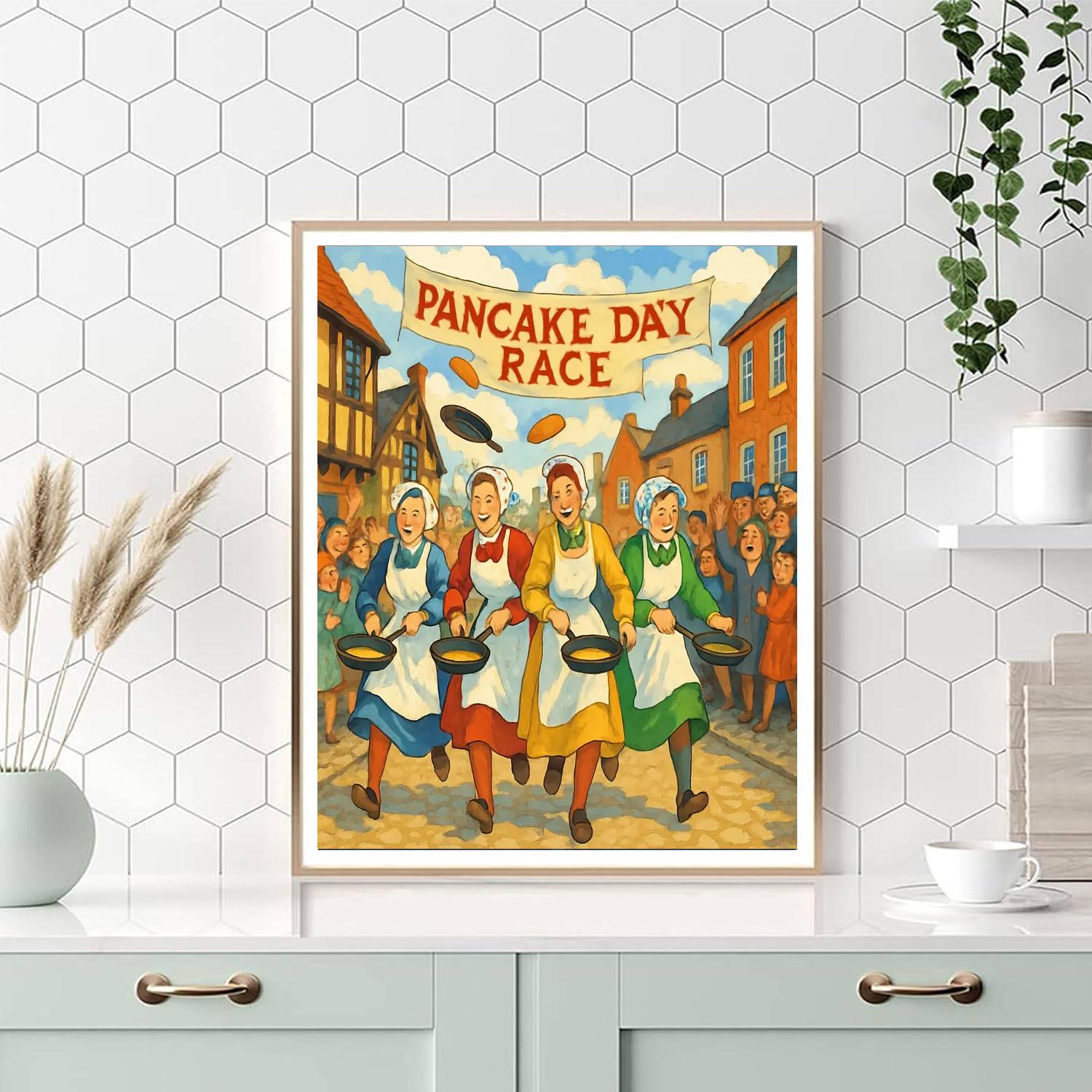 Pancake Day Race - England Paint By Numbers Kits