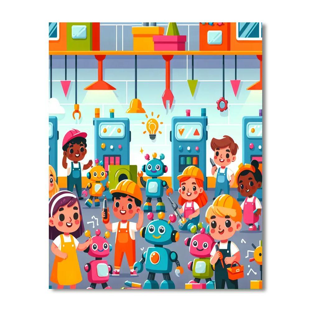 Playful Robot Factory Paint By Numbers Kits
