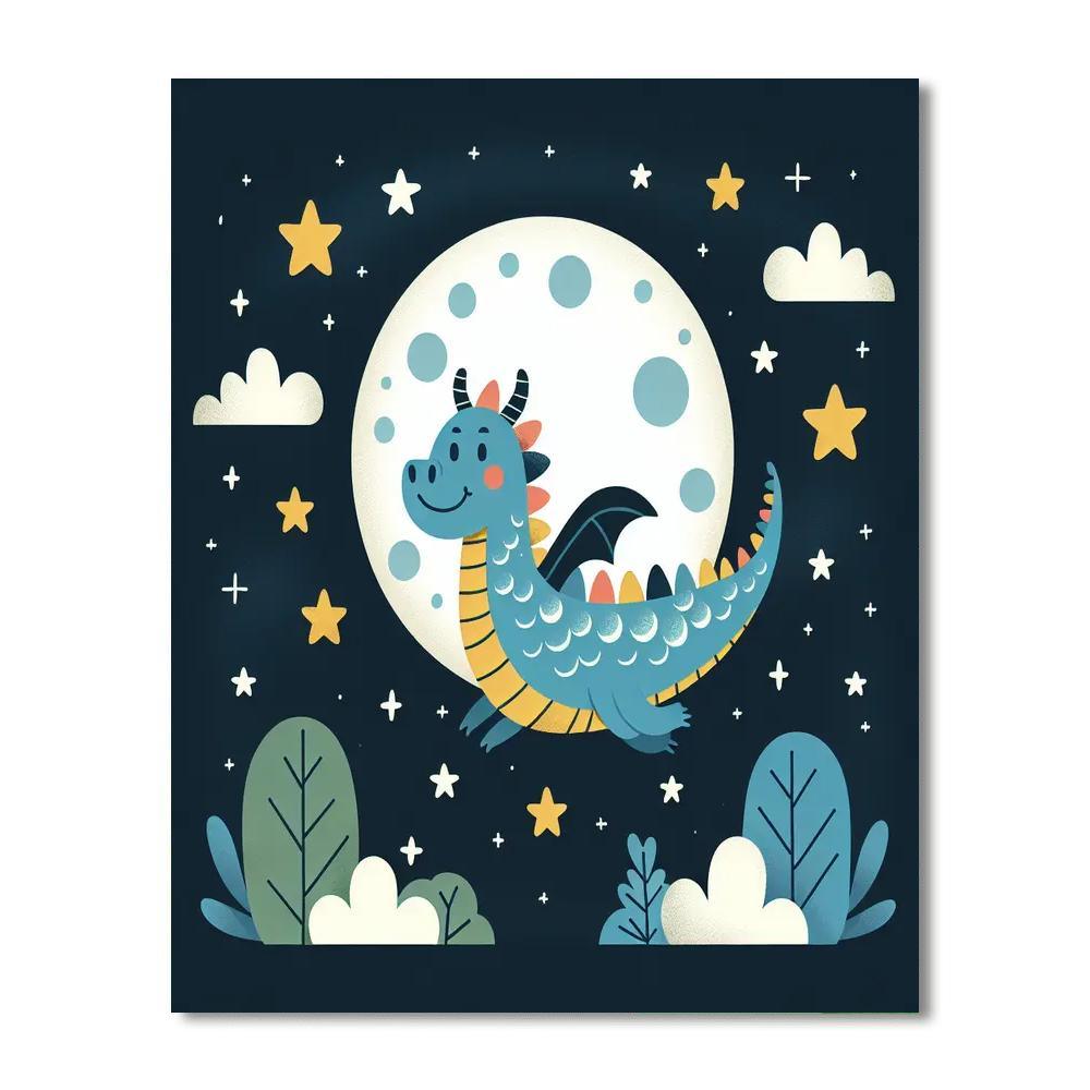 Mystical Moonlit Dragon Numbered Painting Kits