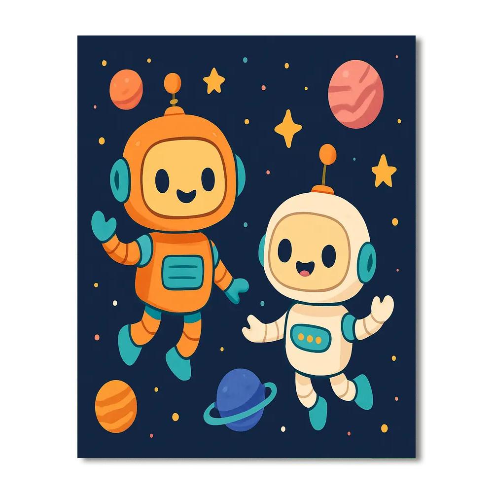 Curious Space Robots Paint By Numbers