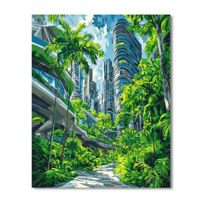 Hockney Inspired Futuristic Urban Jungle Paint By Numbers Kits