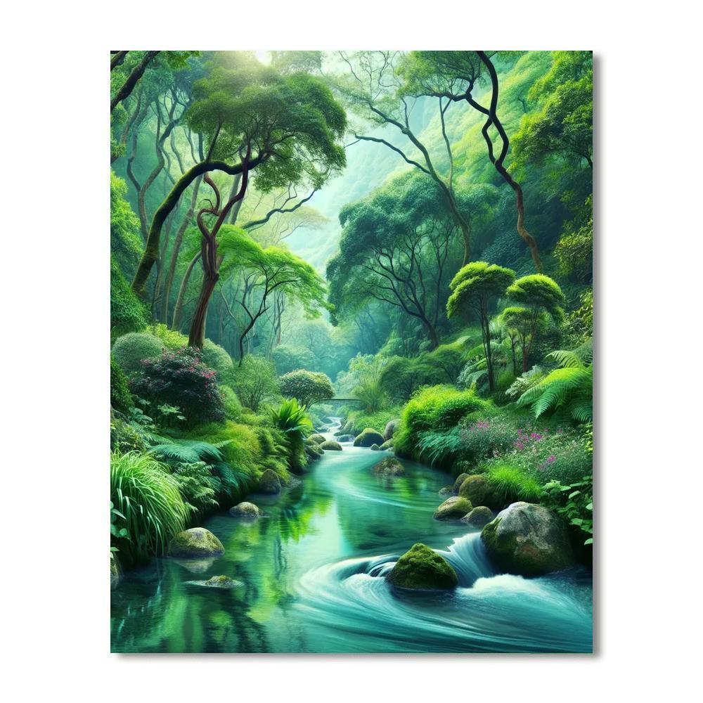 Gentle Stream In The Woods Paint By Color