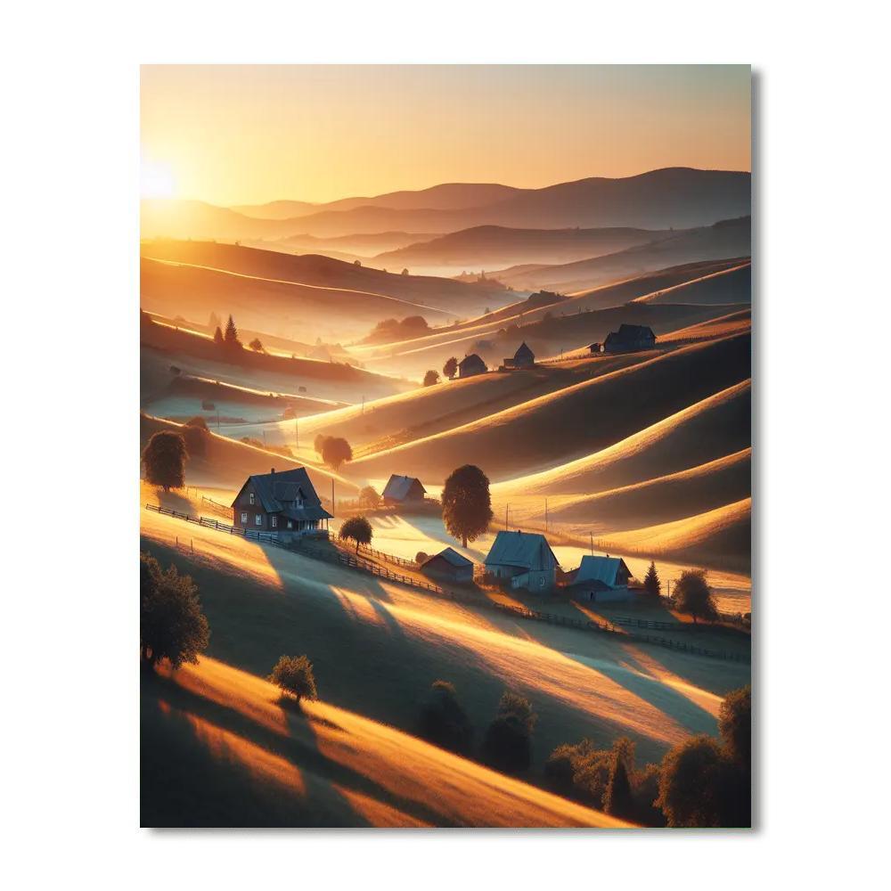 Sunrise Over Rolling Hills Numbered Painting Kits