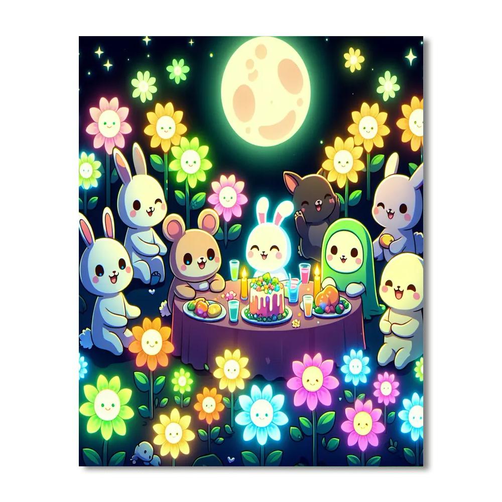 Moonlit Garden Party Number Painting