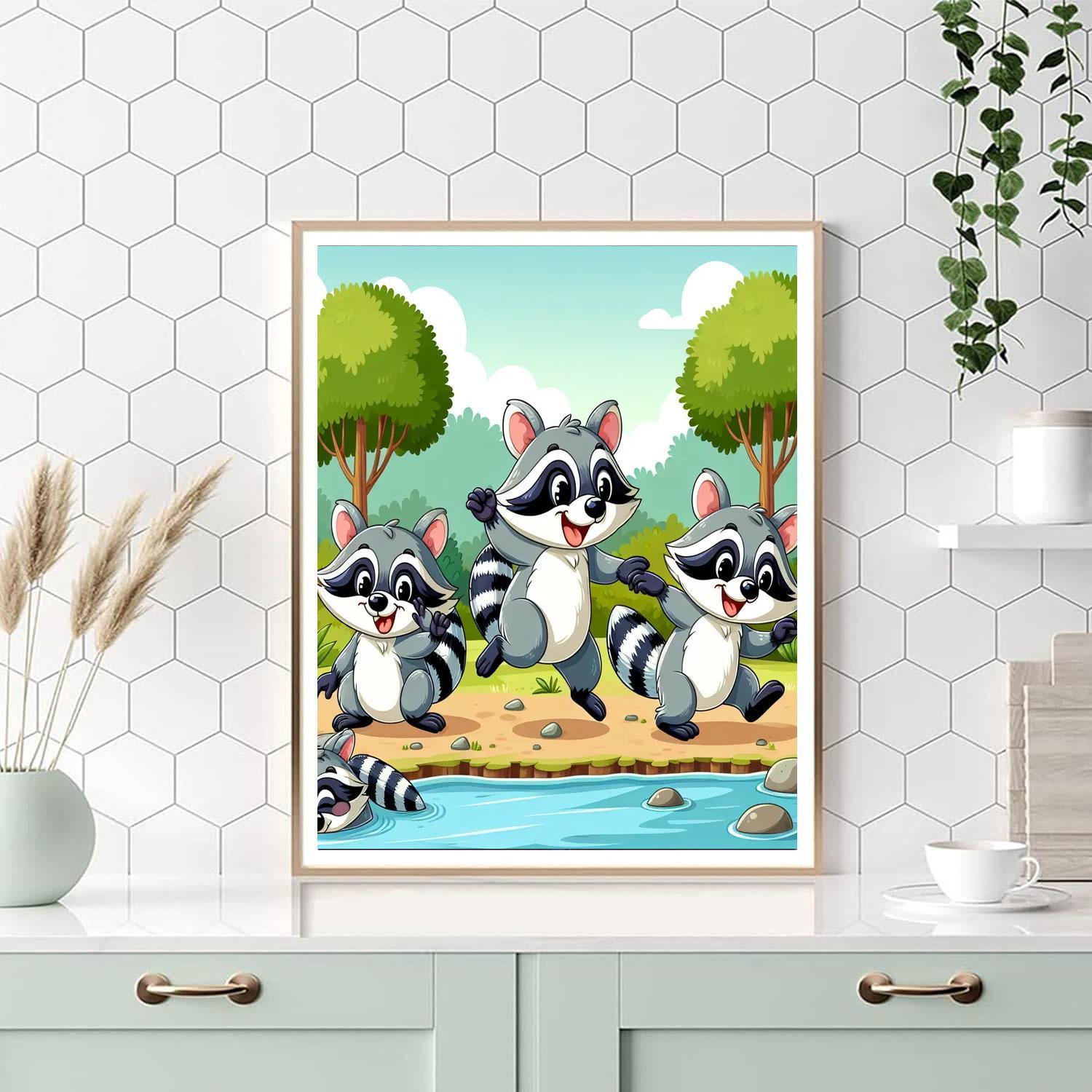 Riverside Raccoon Romp Paint By Numbers Kits