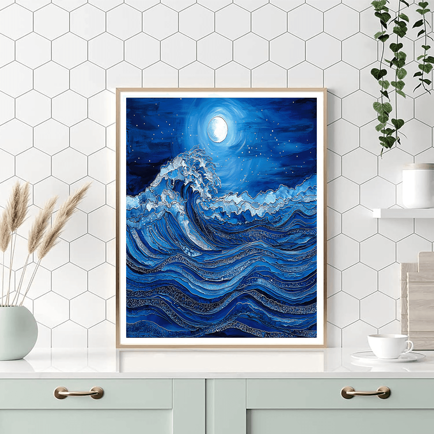 Katsushika Hokusai Inspired Lunar Tidal Dance  Numbered Painting Kits