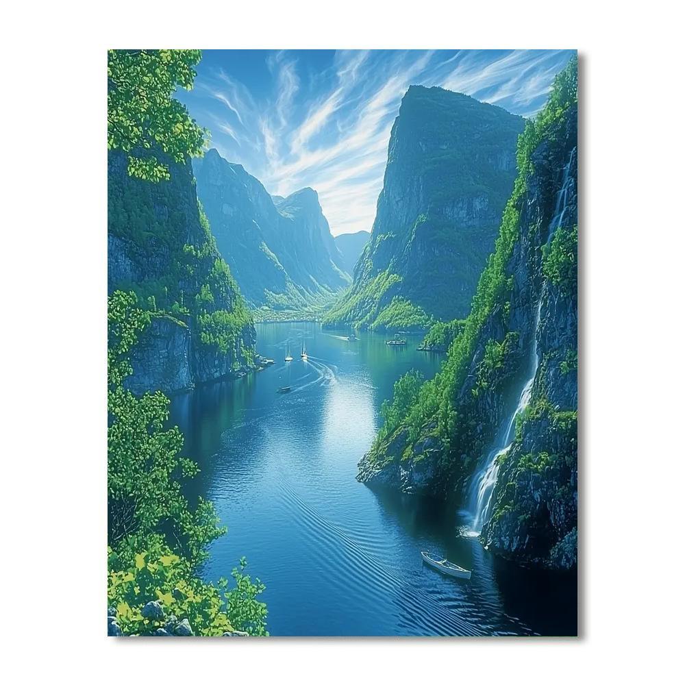 Fjord Cruise In Norway Painting Number Kit
