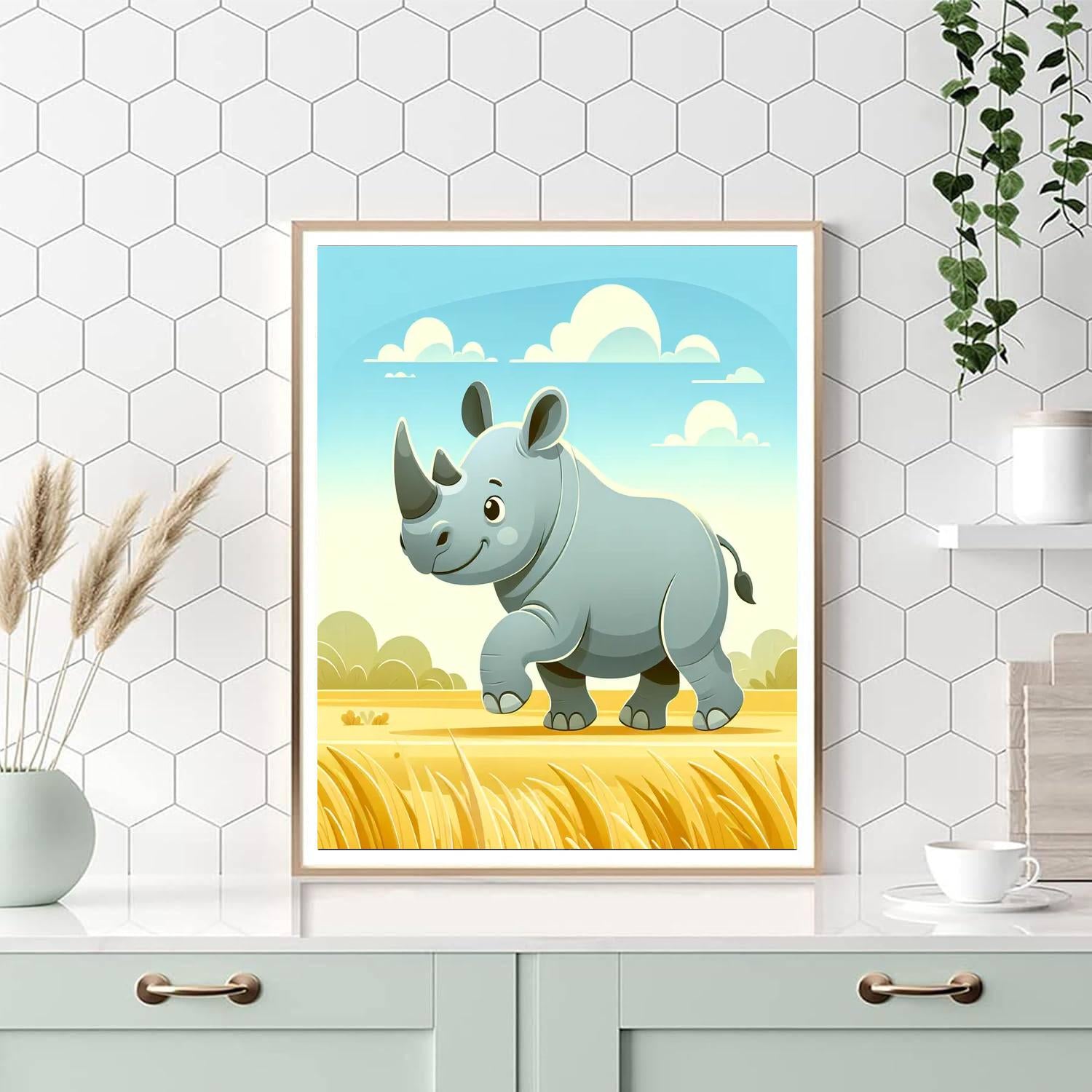 Roaming Rhinoceros Paint By Numbers Art