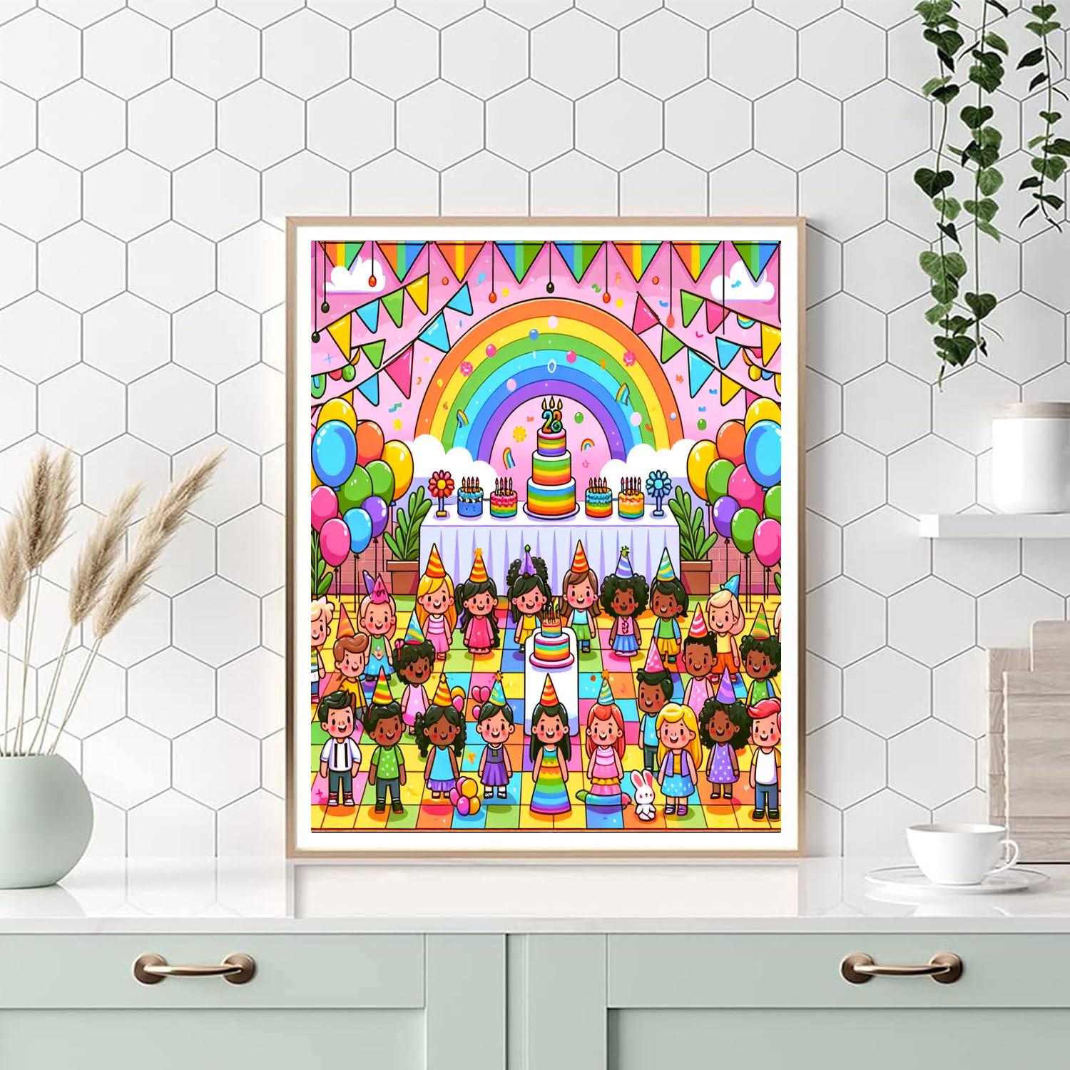 Rainbow Party Paint By Numbers Art