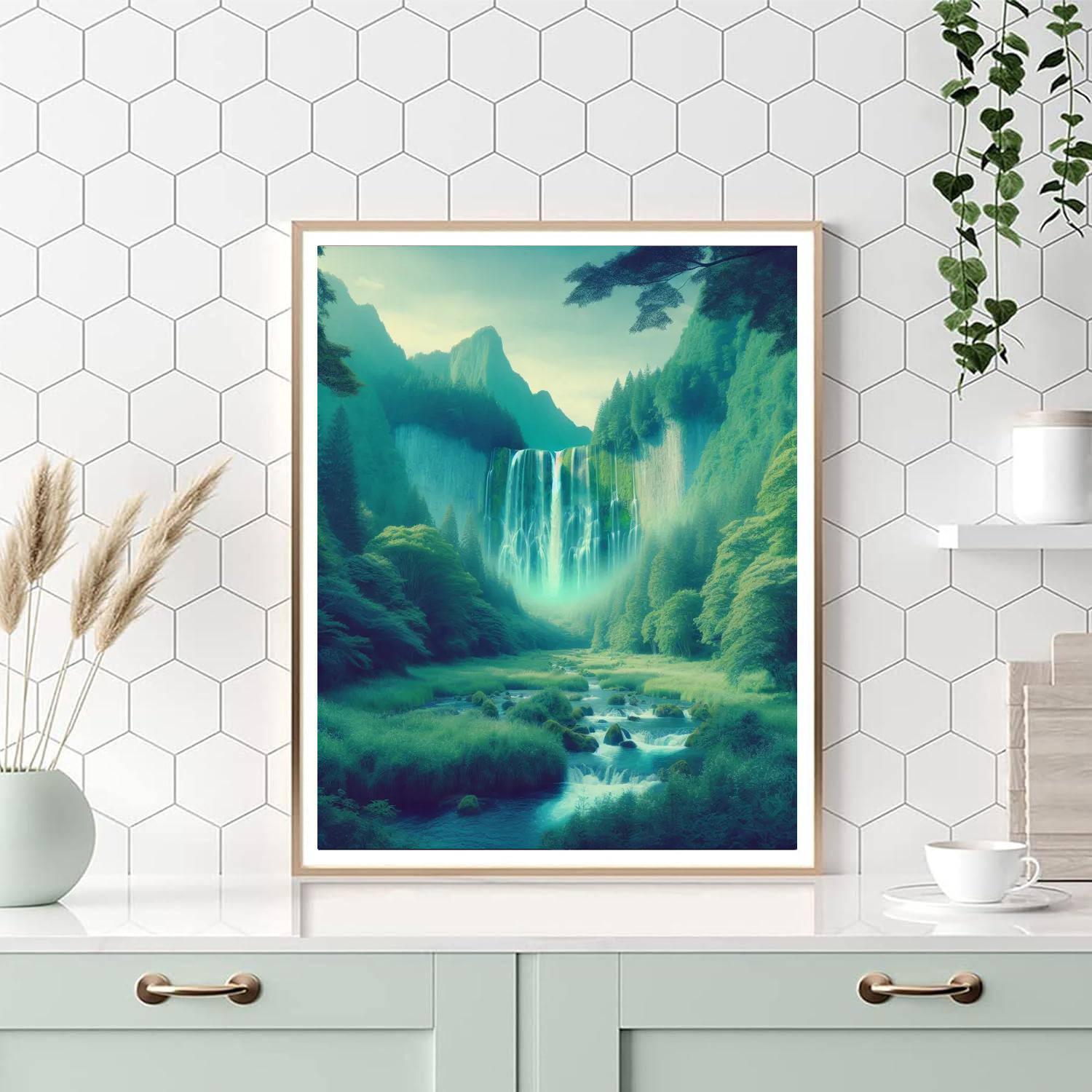 Mystical Waterfall Hideaway Painting By Numbers Kit