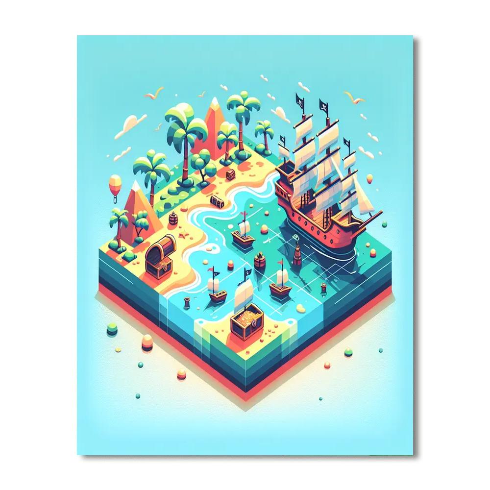 Adventure Island With Pirate Ships Paint By Numbers Kits