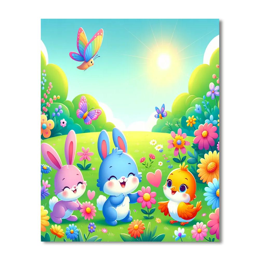 Charming Animal Garden Painting By Numbers Kit