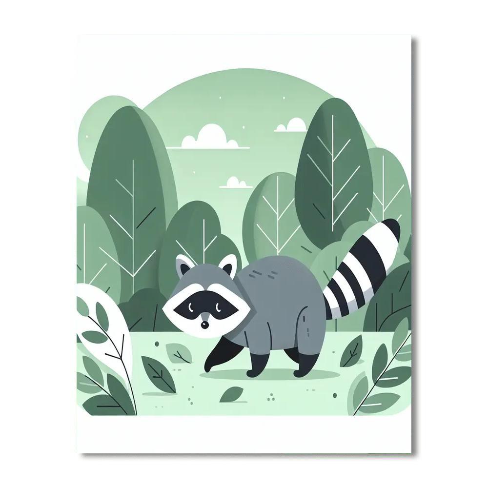 Radiant Raccoon Rendezvous Number Painting