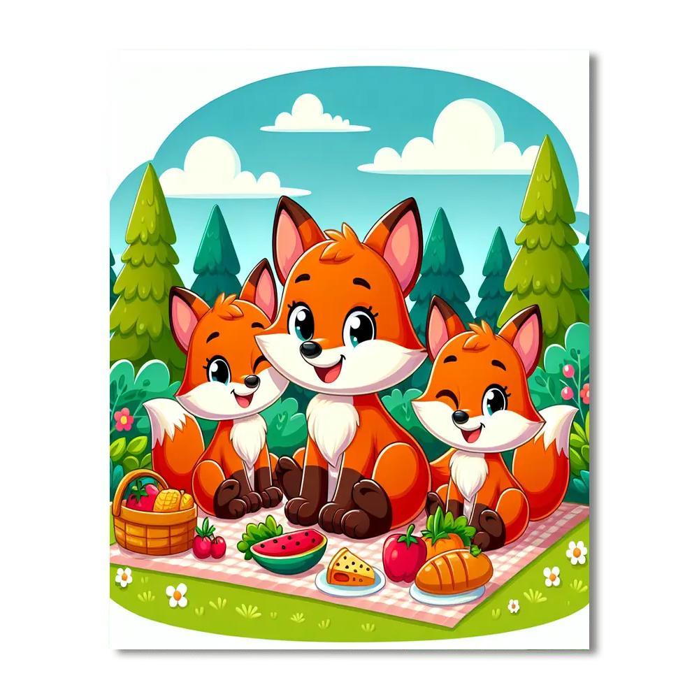 Festive Fox Family Paint By Number