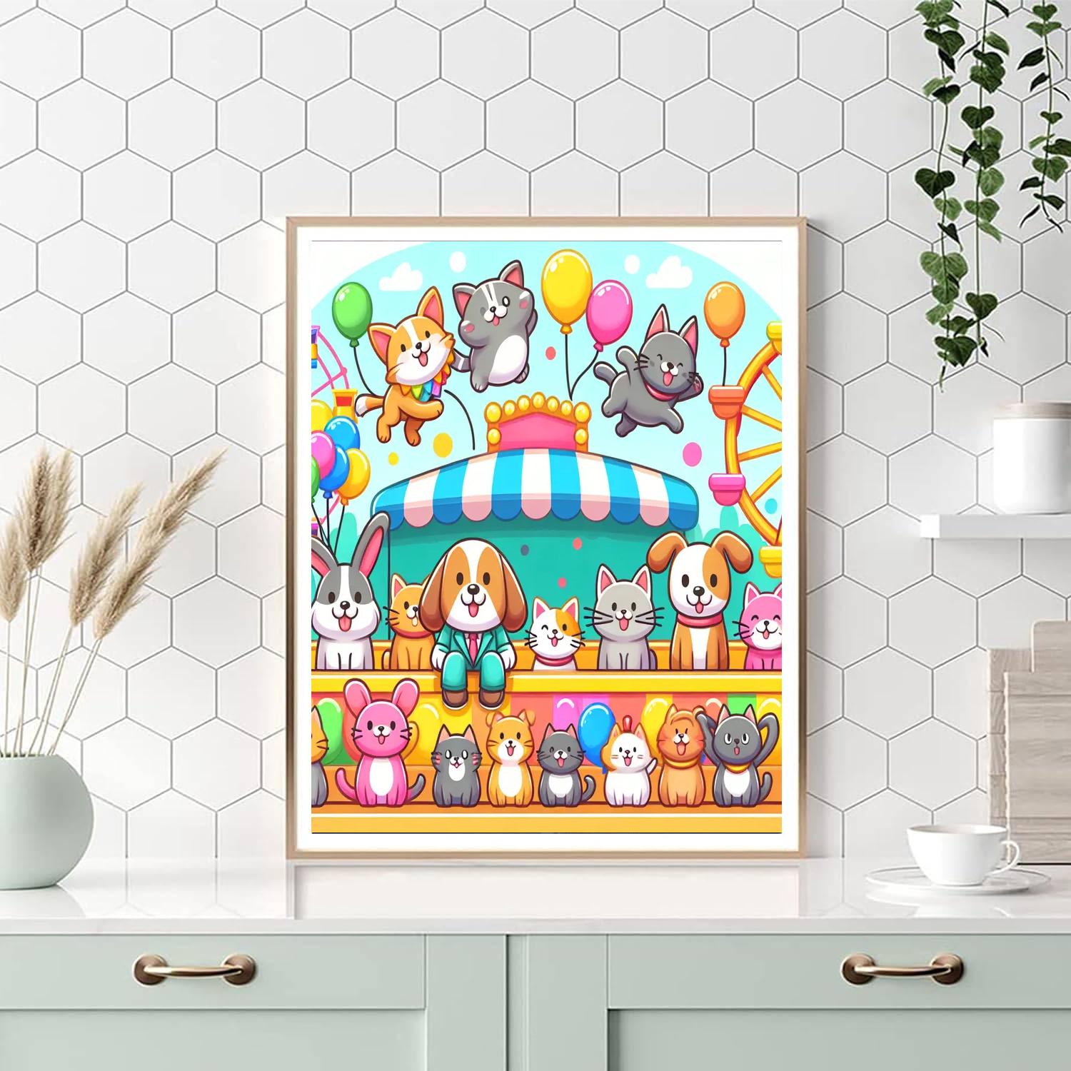 Animal Friends At The Carnival Paint By Numbers Art