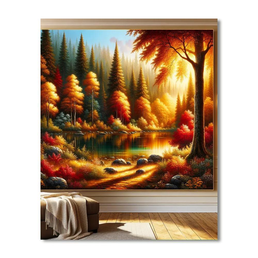 Sunlit Autumn Forest Numbered Painting Kits
