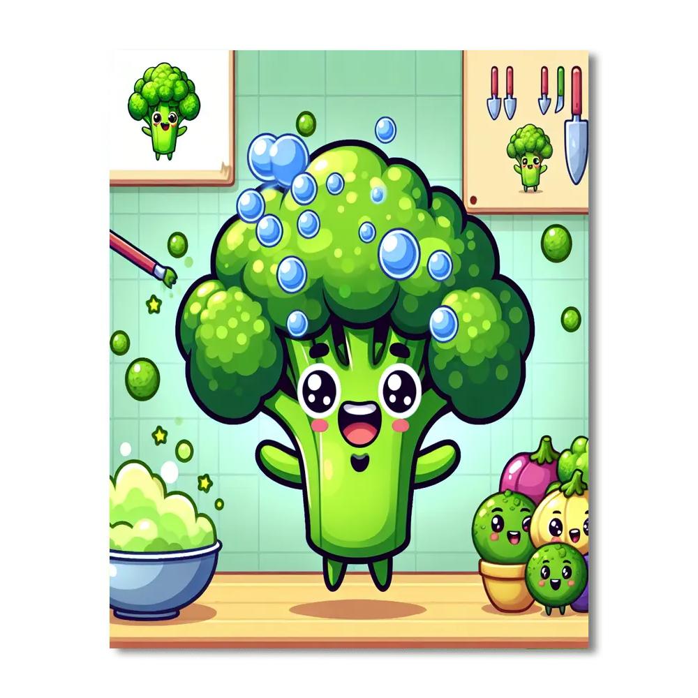 Bubbling Broccoli Paint By Numbers Art