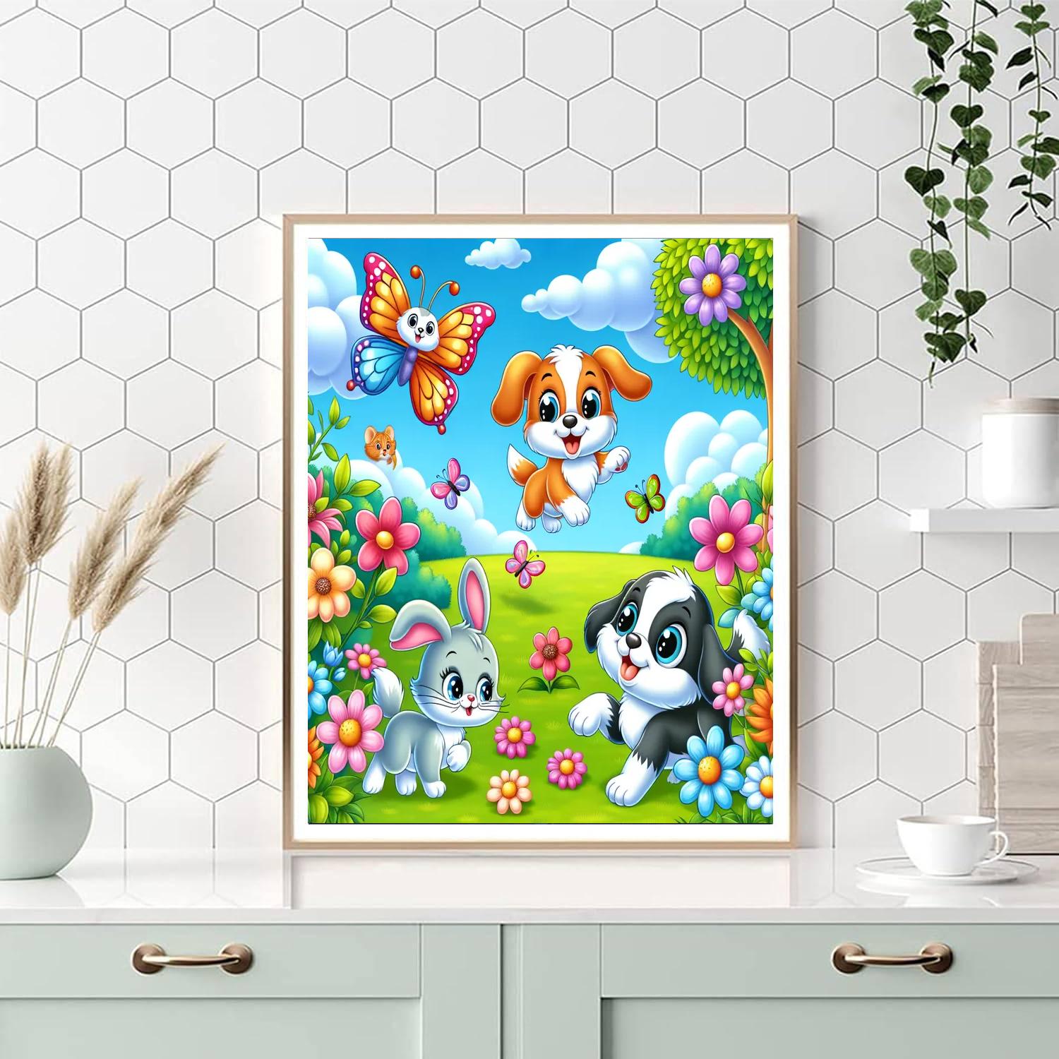 Joyful Pet Play Day Numbered Painting Kits