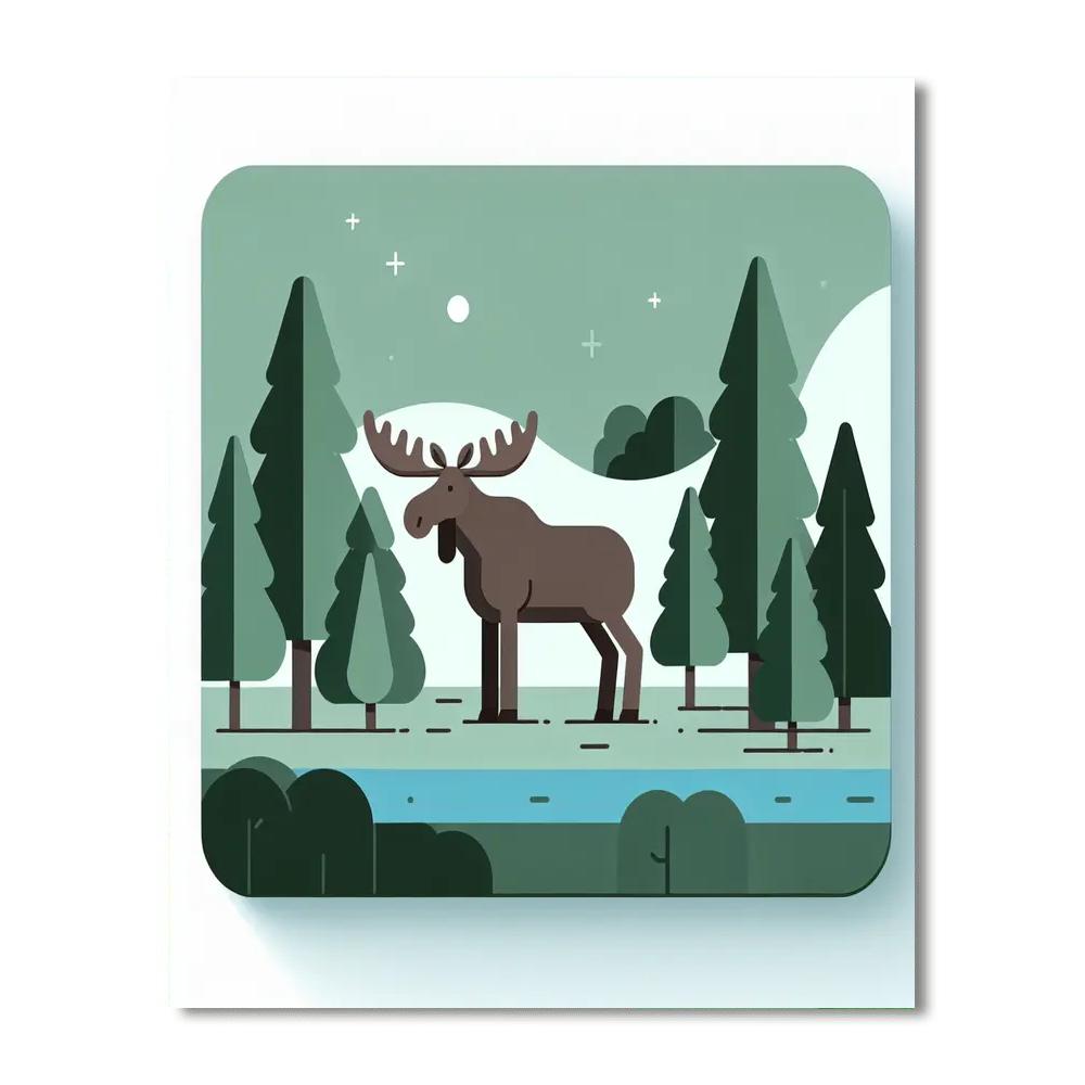 Friendly Moose Number Painting