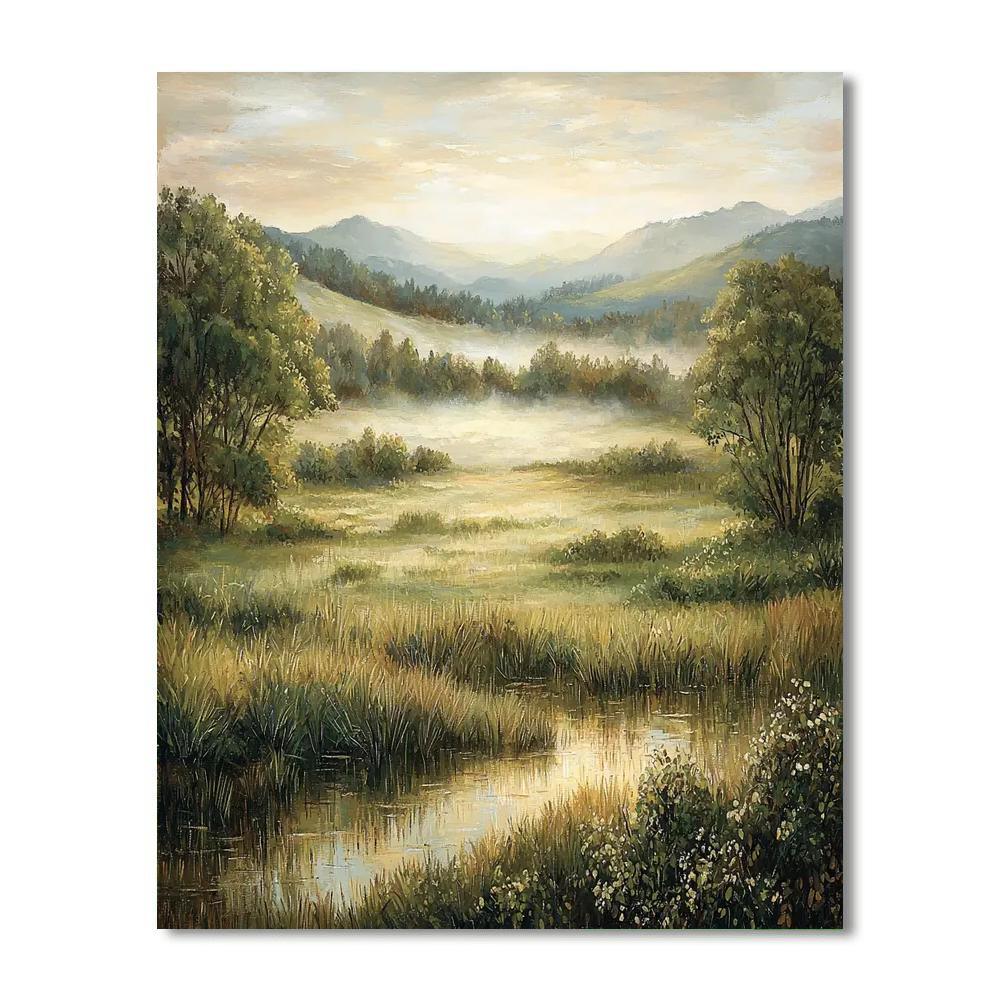 Paul Cézanne Inspired Misty Morning Meadows  DIY Paint By Numbers